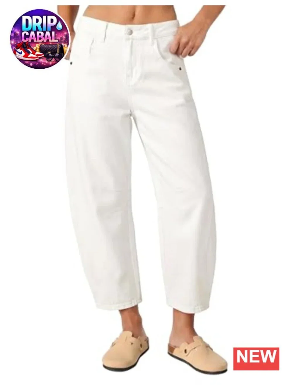 High Waist Barrel Jeans Women Cropped Wide Leg Relaxed Fit Stretchy Denim Pants